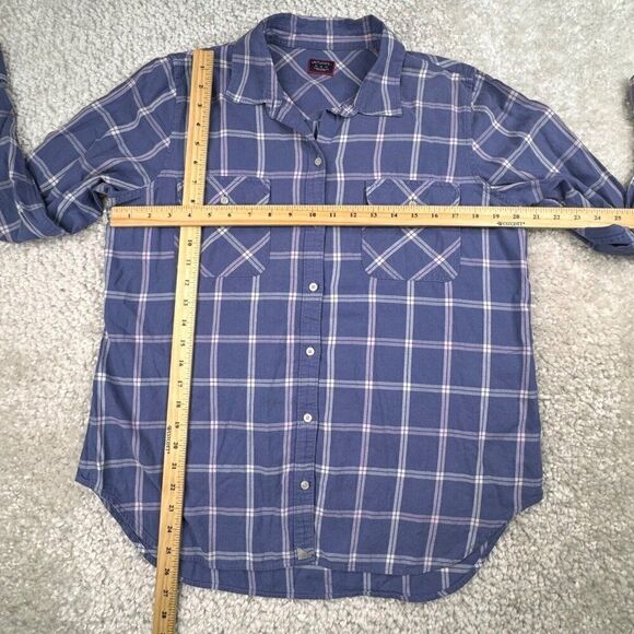 UnTuckit Lucia Blue Plaid Button Up Long Sleeve Shirt Boyfriend Fit - Picture 4 of 6